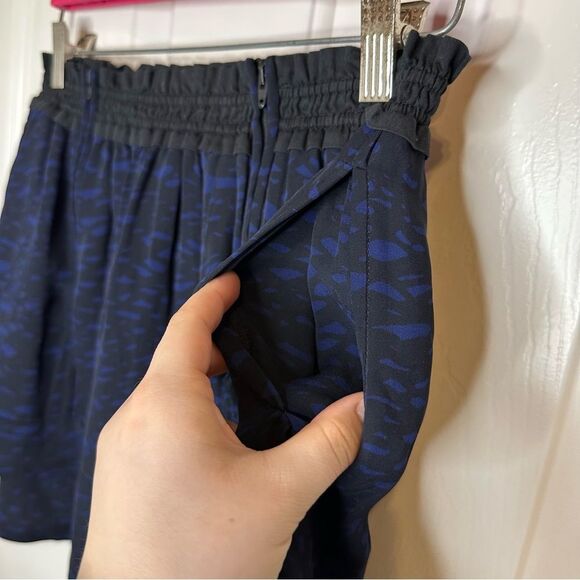 Isabel Marant Blue Black Geometric Pattern 100% Silk Mini Skirt Sz 36 / 4 Grunge - Picture 5 of 10